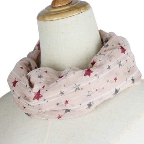Women Ring Scarf star printed infinity Scarf Foulard chiffon O scarves for women snood scarf fashion