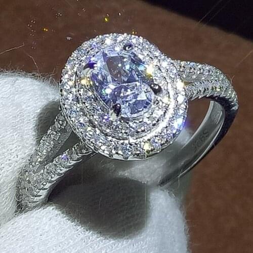 Size 5-10 Handmade Luxury Jewelry 100% Pure 925 Sterling Silver Oval Cut Clear White 5A Cubic Zirconia Women Wedding Band Ring