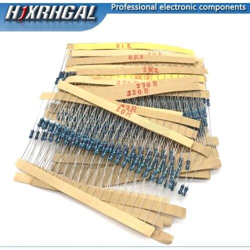 20pcs*30values=600pcs Metal Film Resistor Assorted Kit 1% 1/4W 10 Ohm ~1M Ohm new and hjxrhgal