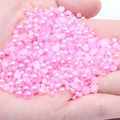 2000pcs 11mm Half Round Pearls Colors Craft ABS Flatback Scrapbooking Glue On Resin Beads DIY Jewelry Making Decorations