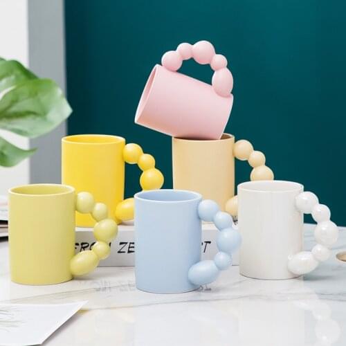 280ml Personalized Rotationg Ball Handle Mugs Multi Colors Ceramic Coffee Cup Handmade Creative Mug Cup For Milk Tea Water Gifts