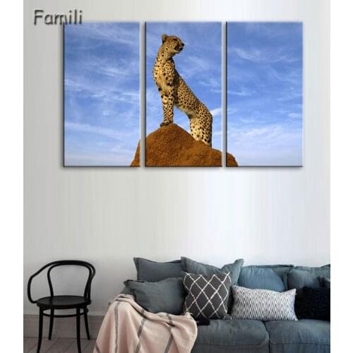 3Pcs Canvas Animal Printing High Quality HD Cheap Price Great Art African Cheetah Pictures Modular Modern Home Decor Unframed