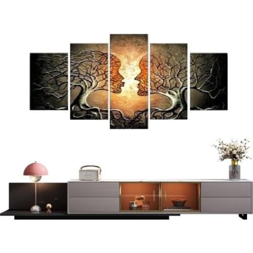 2019 5pcs/set Abstract Trees Red Kiss Tree Canvas Wall Art Picture Print for Home Decoration Bedroom Living Room Decor No Frame