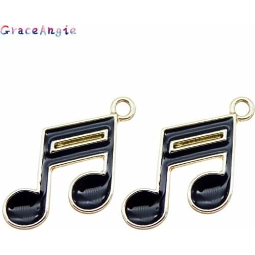 8pcs Lovely Musical Note Enamle Black Color Plated Pendants Making DIY Handmade Tibetan Silver Color Jewelry