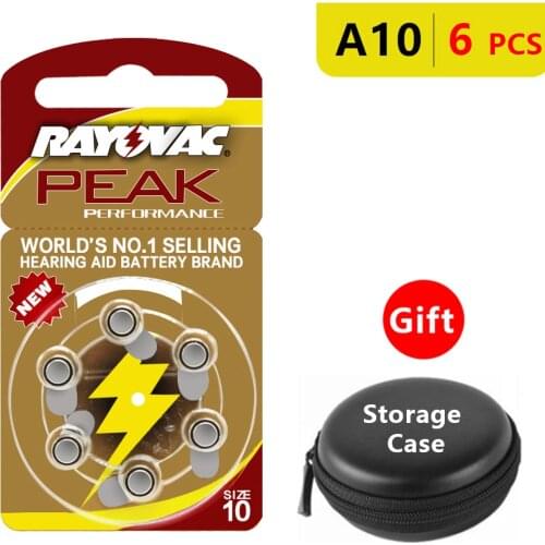 Hearing Aid Batteries Size 10 za Rayovac Peak Performance,Pack of 6,Yellow Tab PR70 1.4V Type A10 Zinc Air Battery