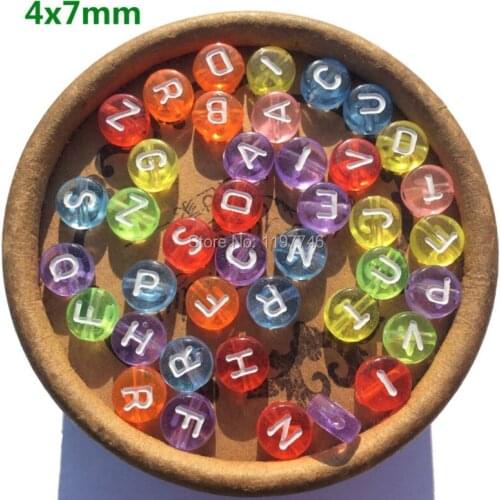 Bead for Jewelry making Letter Bead Colorful Beads 200pcs 4*7mm Flat Round Beads Separate Alphabet Beads Acrylic Beads for kid