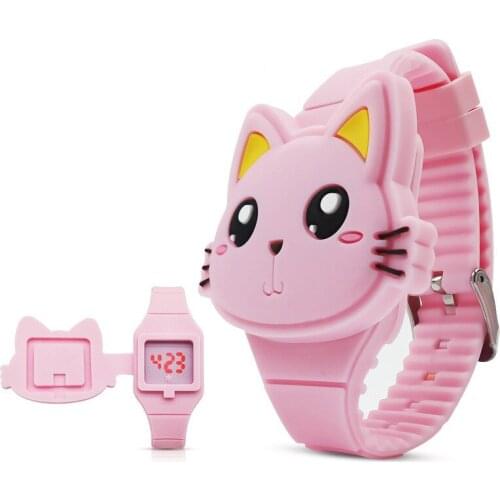 Kids Watches Children Cute Rabbit Cat Cartoon LED Electronic Watch Boys and Girls Silicone Toy Wrist Watches Gifts