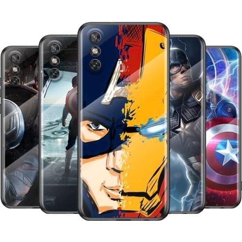 Tempered Glass Cover Captain America Super Hero For Huawei Y6 Y7 Y9 Y5P Y6P Y8S Y8P Y9A P Smart Z 2019 2020 2021 Phone Case