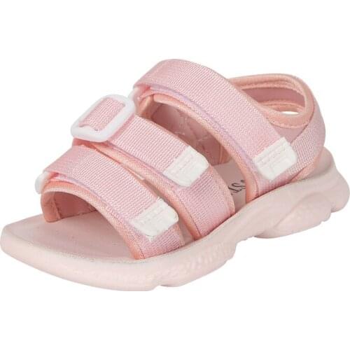 CUZULLAA Kids Strip Beach Sandals Buckle Shoes Boys Girls Soft Sole Sandals Children Summer Hook & Loop Shoes Size 26-36