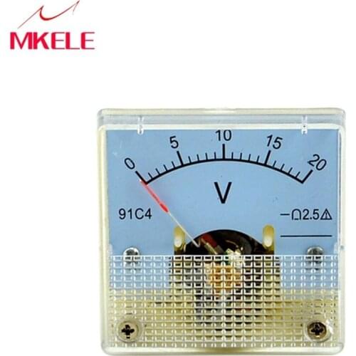 DC 91C4(20V) Ammeter Panel Voltage Meter Experiment Voltmet Voltmeter Pointer Diagnostic-tool Tester Voltimetro Amperimetro