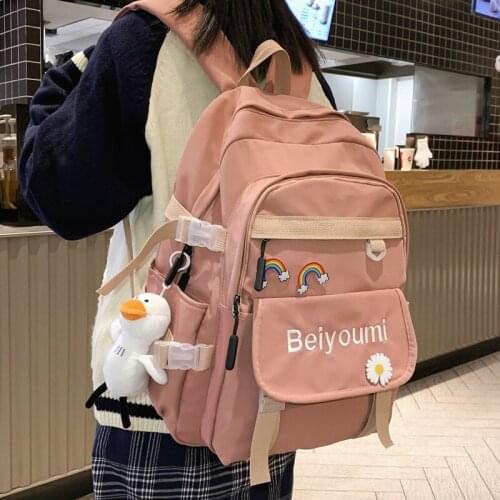 Travel Women Book Backpack Waterproof Nylon School Bag Girl Kawaii Student Backpack Laptop Female Fashion Bag Ladies Trendy 50