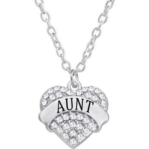 Double Nose Link Chain Necklaces Heart Aunt Name Charms Jewelry Custom Design Accept