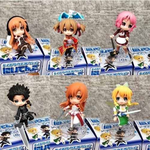 6pcs/lot Sword Art Online Fairy Dance Kirito Asuna Lefa SAO PVC Action Figures Toys