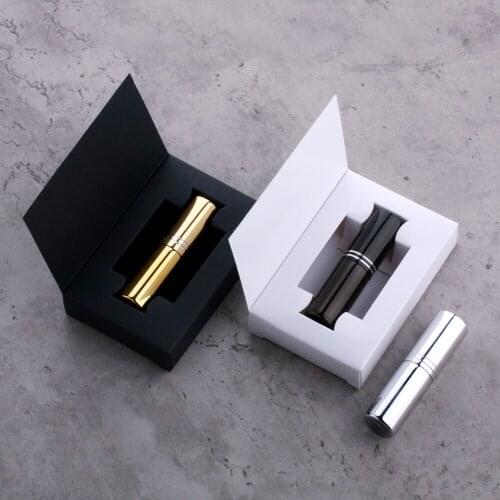 50 Pcs/Lot 5ml perfume spray bottle With Black and white packing box Aluminum Atomizer empty Glass Bottle