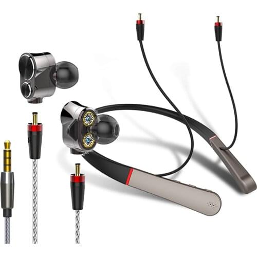 Hi-Res Earphone Bluetooth Monitor Headphone with mic Studio Earpiece Built-in Storage Wireless Sports Earbuds in-ear DJ Headset