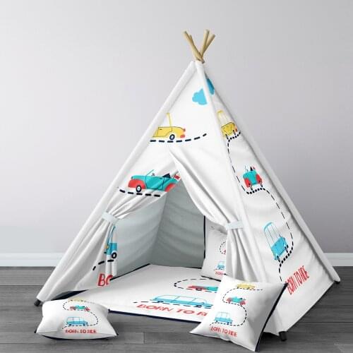 Play Tent for Kids Wigwam Portable Indoor Playground Tents Children Bedrooms Born To Ride White Road Model 004