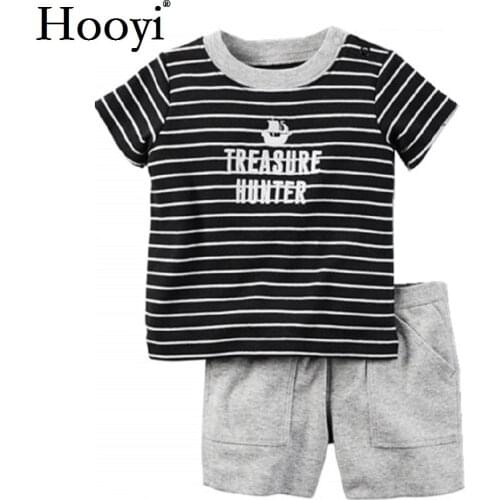 Hooyi Baby Clothes Set 6-24Month Striped Pirate T-Shirt Short Pants 2-Pieces Clothing Suit Newborn Tee Shirts Outfit 100% Cotton