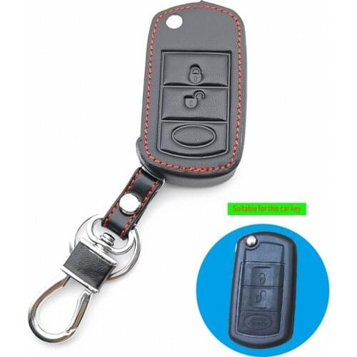 Leather Car key Cover for LAND ROVER Range Rover Sport LR3 Discovery Folding Flip Remote Key Case Fob 3 Button Protect