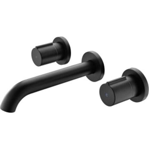 Bathroom Basin Faucets Solid Brass Sink Mixer Tap Hot & Cold Lavatory Crane In-Wall Mounted Dual Handle 3 Hole Black/Chrome Tap