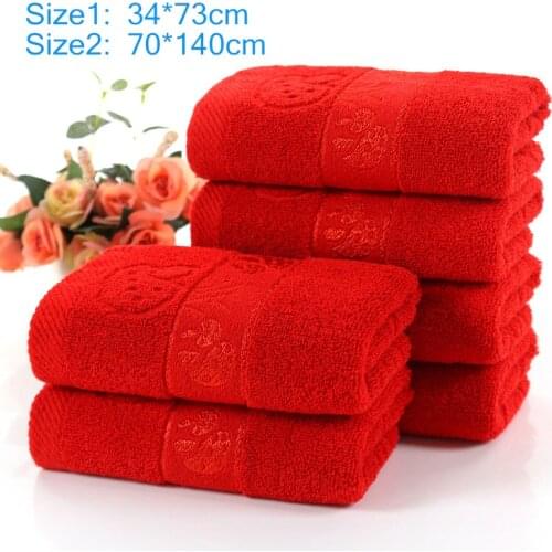 100% Cotton Red Face Towel Jacquard Soft Bamboo Fiber Towel Thickened Absorbent Towel For Home Hotel Beauty Salon