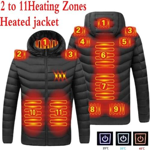 11 Heated Vest Washable Usb Charging Electric Heating Warm Jacket Control Temperature Outdoor Camping Hiking Warm S-6XL