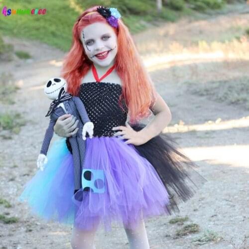 Patchwork Witch Queen Girl Tutu Dress Baby Cosplay Party Dress Princess Kids Holiday Clothing Halloween Costume Vestidos