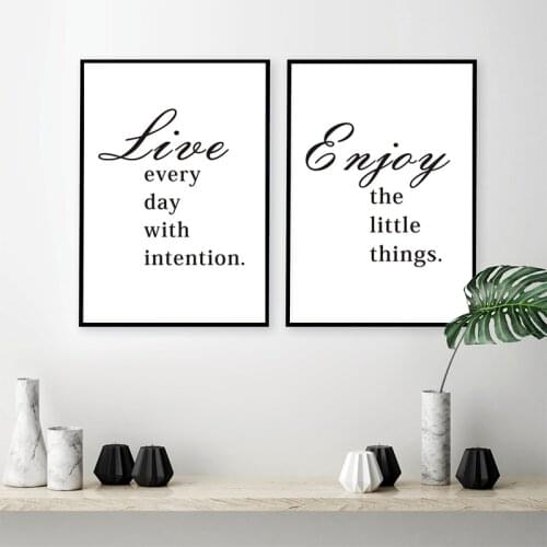 Minimalist Life Quote Wall Art Enjoy Little Things Posters and Prints Live Letters Canvas Painting Picture for Living Room Decor