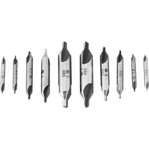 10Pcs/Lot Combined Countersink Bits 60 Degree Center Drill Set Hss Metal Drilling Power Tools Lathe Milling Cutter Tool
