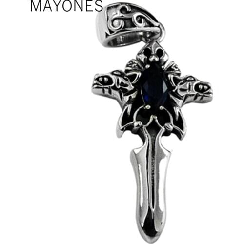 Real S925 Silver Men Pendant Cross Sword Shape Solid 925 Sterling Silver Pendants Necklaces Mens Jewelry Birthday Gift