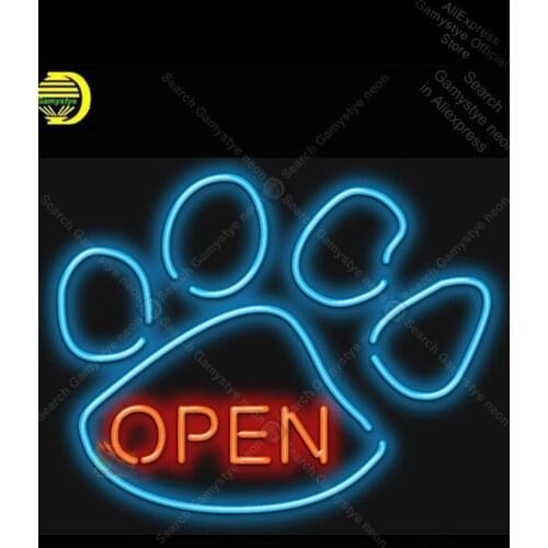 Paw Print Open Neon Sign Glass Tube Handcraft neon Floor Lamp Neon Light Sign Glass Neon Tube Sign Coors Light Cool Neon Signs