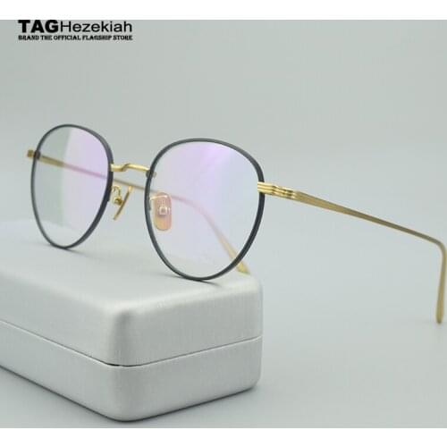 2019 new listing of Italian pure titanium glasses frame men myopia computer glasses women Brand retro Brand retro hand to create