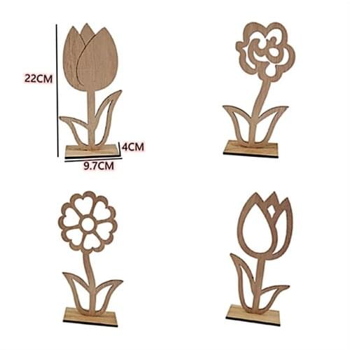 Easter Home Decoration Wooden Ornaments Creative Wood Hollow Small Flowers