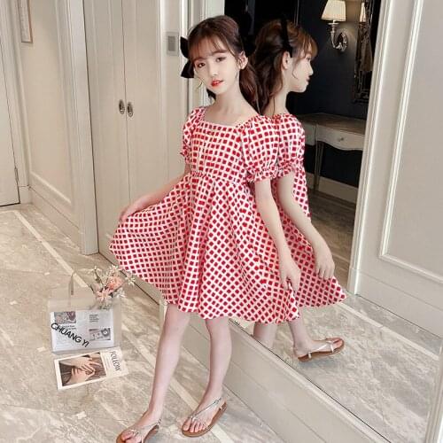 Girls Dresses New Summer Children Clothes Kids Short Sleeved Cute Plaid A-line Dress Summer Princess Dresses for Baby Girls