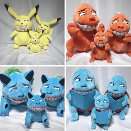 Anime Pokemon Plush Doll In Three Sizes, Wacky and Funny Expressions Pikachu Bulbasaur Charmander Squirtle Christmas Gift