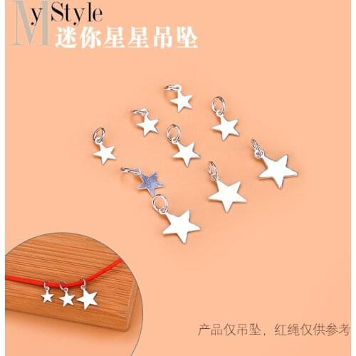 10PCS small star pentagram pendant handmade diy beaded bracelet material accessories S925 sterling silver jewelry