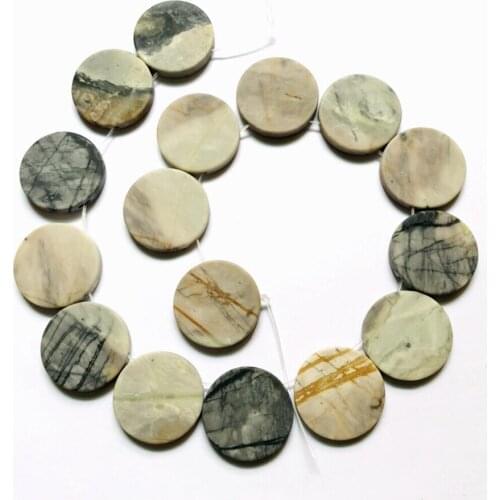 Sale 1string Natural Picasso Jaspers Beads,Round Stone Coin Beads,15mm 20mm 25mm 30mm Round Gem Stone Loose Beads for jewelry