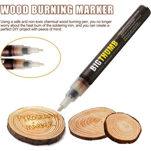 Wood Burning Pen Marker - Chemical Wood Burning Marker - Scorch Pen For DIY Wood Projects Easy Safe Fine Tip Wood Burner Tool