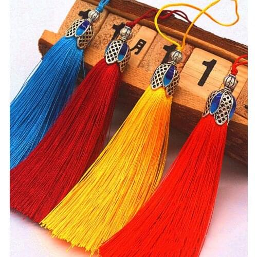2PCS/Lot Silk Crown Cap Tassels With Metal Flower Hat Trim Decorative Curtains Key Home Decor DIY Sewing Accessories