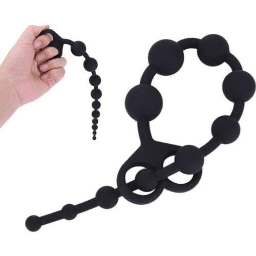 Silicone G Point Massager Anal Beads Anal Ball Butt Plug Large Size Black Anal Beads Silicone Anal Sex Toys Male Prostate
