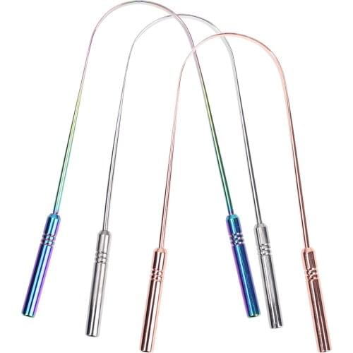 Stainless Steel Tongue Scraper Cleaner Fresh Breath Toothbrush Coated Oral Hygiene Care Tools raspador de lingua