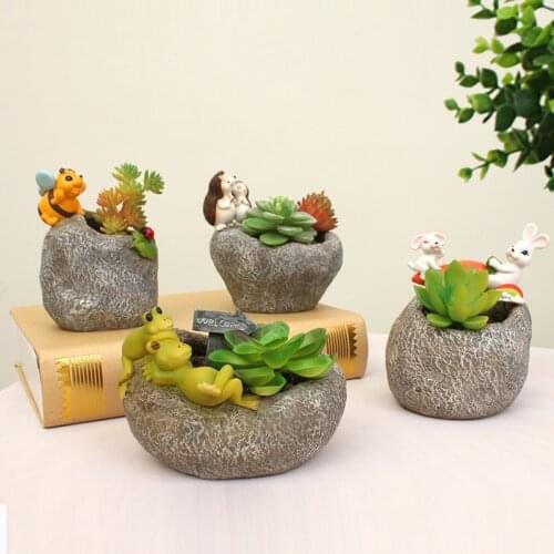 Cute Cartoon Flower Pot Animal Shaped Resin Garden Flower Pot Home Decor Planter Pot
