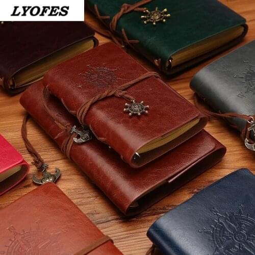 Vintage Notebook Diary Notepad Retro Spiral Pirate Anchors PU Leather Note Book Replaceable Stationery Gift Traveler Journal