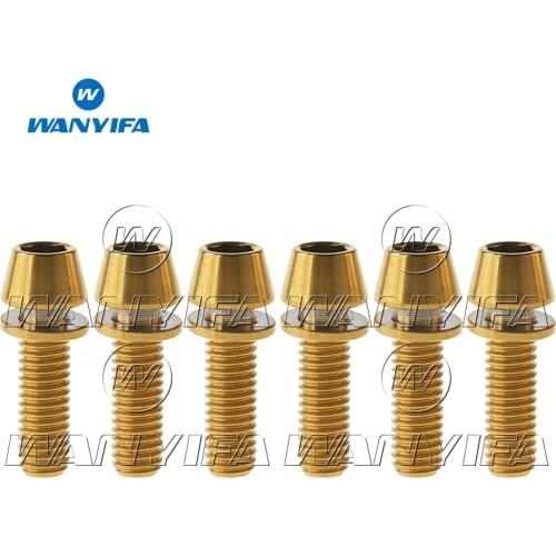 Wanyifa 6Pcs Titanium Ti M5 x 16 18 20mm Allen Hex Tapered Head Bolts With Washer Screw For Bicycle Stem