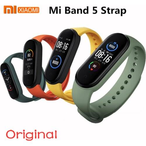 100% Original Xiaomi mi band 5 strap silicone bracelet Mi band5 Black Strap wrist XiaoMi Mi Band 5 replacement silicone strap