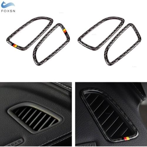 2pcs Car Styling Real Carbon Fiber Air Condition Vent Outlet Decor Trim For Mercedes Benz C Class W205 C180 C200 C300 GLC260