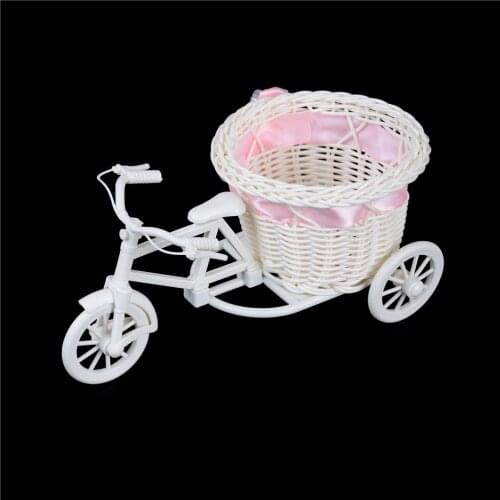 2018 New 1PC Rattan Bicycle Storage Basket Float Vase Plant Stand Holder Tricycle Bike Design Organizer Flower Basket Pot