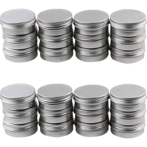 Lot 24pcs Cosmetic Empty Pots Jar Tins Cream Lip Stick Powder Balm Containers Organizer Nail Art Pot with Lid 0.5oz 1oz