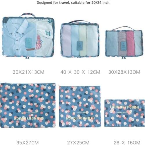 6pcs Portable Travel Bags Waterproof Clothes Storage Luggage Organizer Pouch Packing Cube Case Clothes Tidy Pouch Suitcase