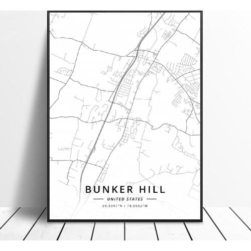 Augusta Bunker hill Chandler Charlotte Long Beach Queens Unitedstates Map Canvas Art Poster