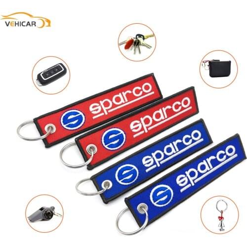VEHICAR JDM Sparco Style Modified Tag Embroidery Nylon Weaving Car Keychain Backpack Buckle Auto Lanyard Accessorie Universal